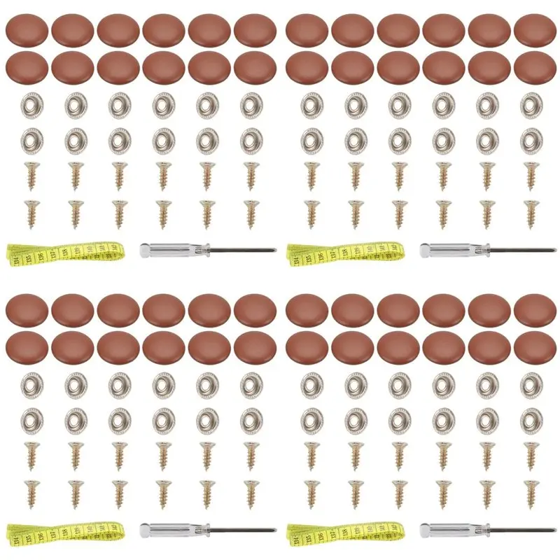 

【LAST CHANCE】4Set Leather Snap Upholstery Buttons Fit For Tufting Furniture Bed Sofa Chair, Car Seat RV Roof Brown