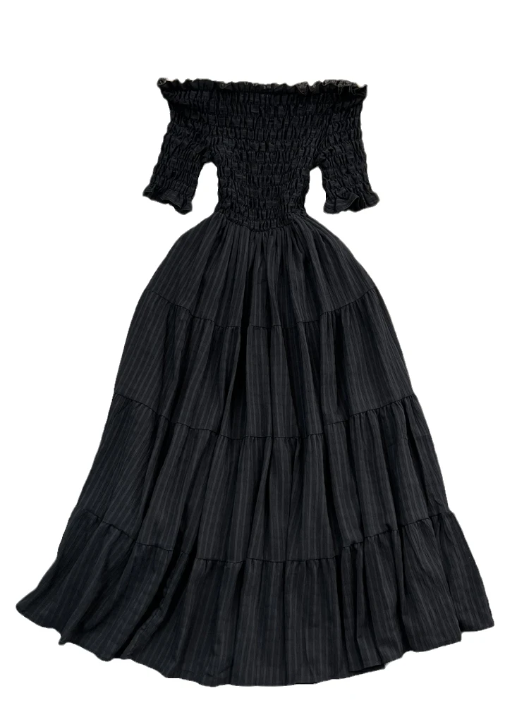 Abito lungo sottile da donna estivo elegante moda con spalle scoperte Vacanza al mare Boho Beach Party