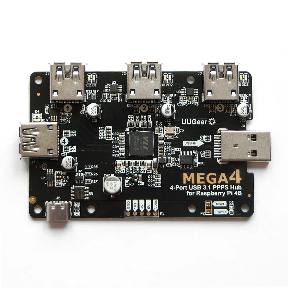 MEGA4: 4-портовый USB-концентратор 3,1 PPPS для RASPBERRY PI 4B
