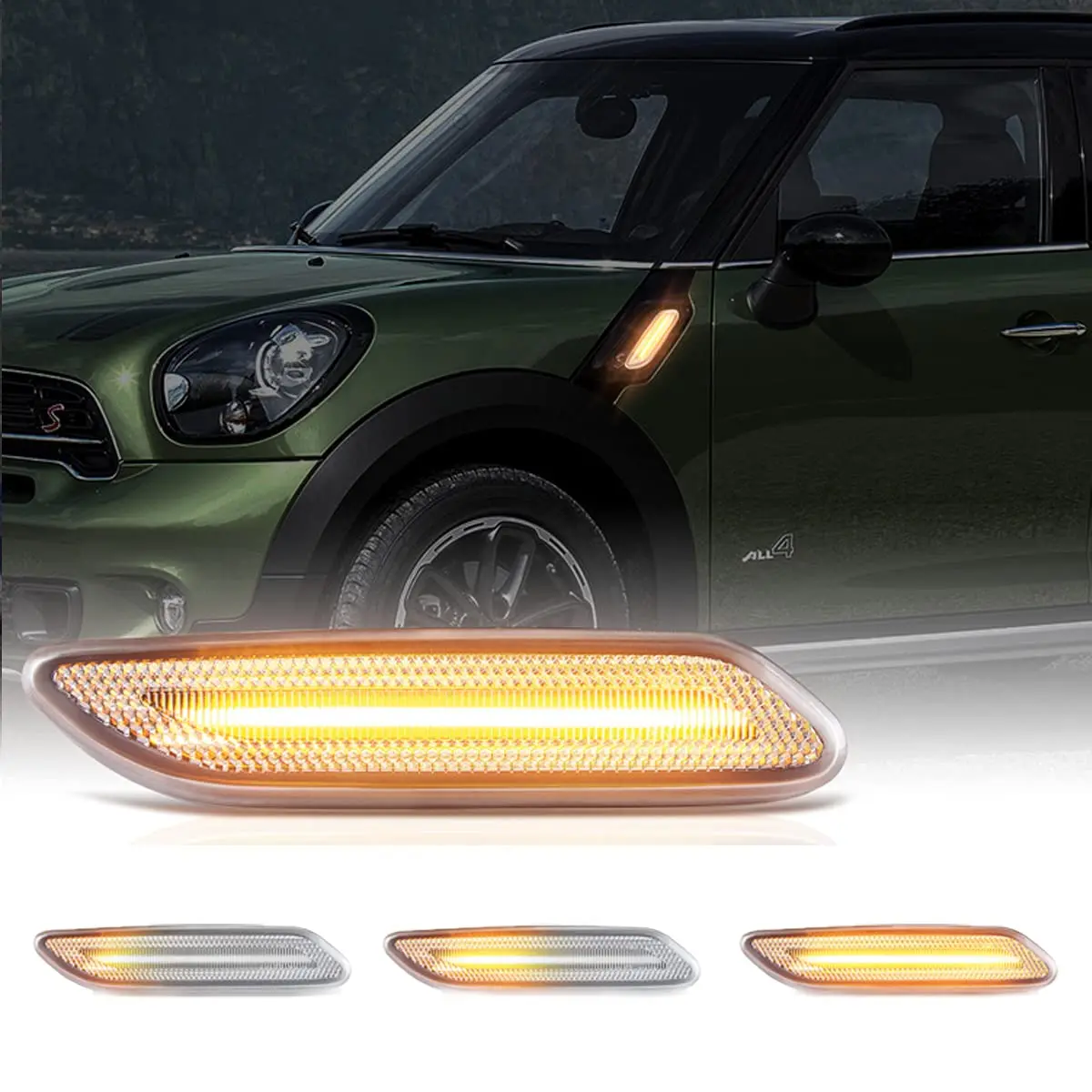 

LED Front Fender Side Marker Lights Assembly Clear Lens Turn Signal Lamp for 2011-2016 MINI Cooper R60 Countryman R61 Paceman