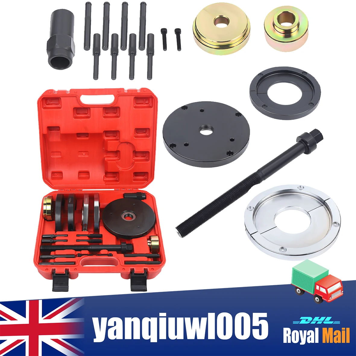 82mm Drive Tool Bearing Unit Kit Wheel Axes Hubs Puller Set With Storage Sbox 40x28x12cm