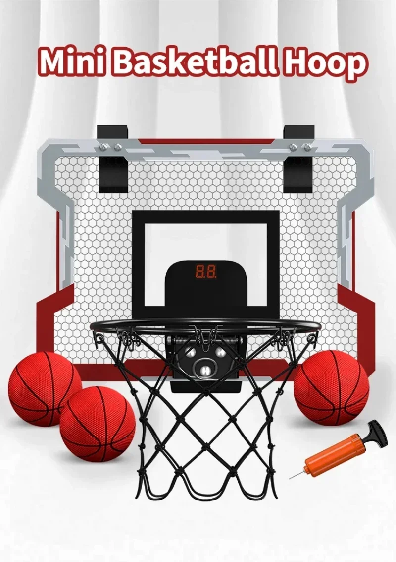 Mini Canasta De Baloncesto Para Interior | Aro Con Tablero, 4 Pelotas Y Bomba De Aire, Ideal Para Oficina, Dormitorio O Puerta