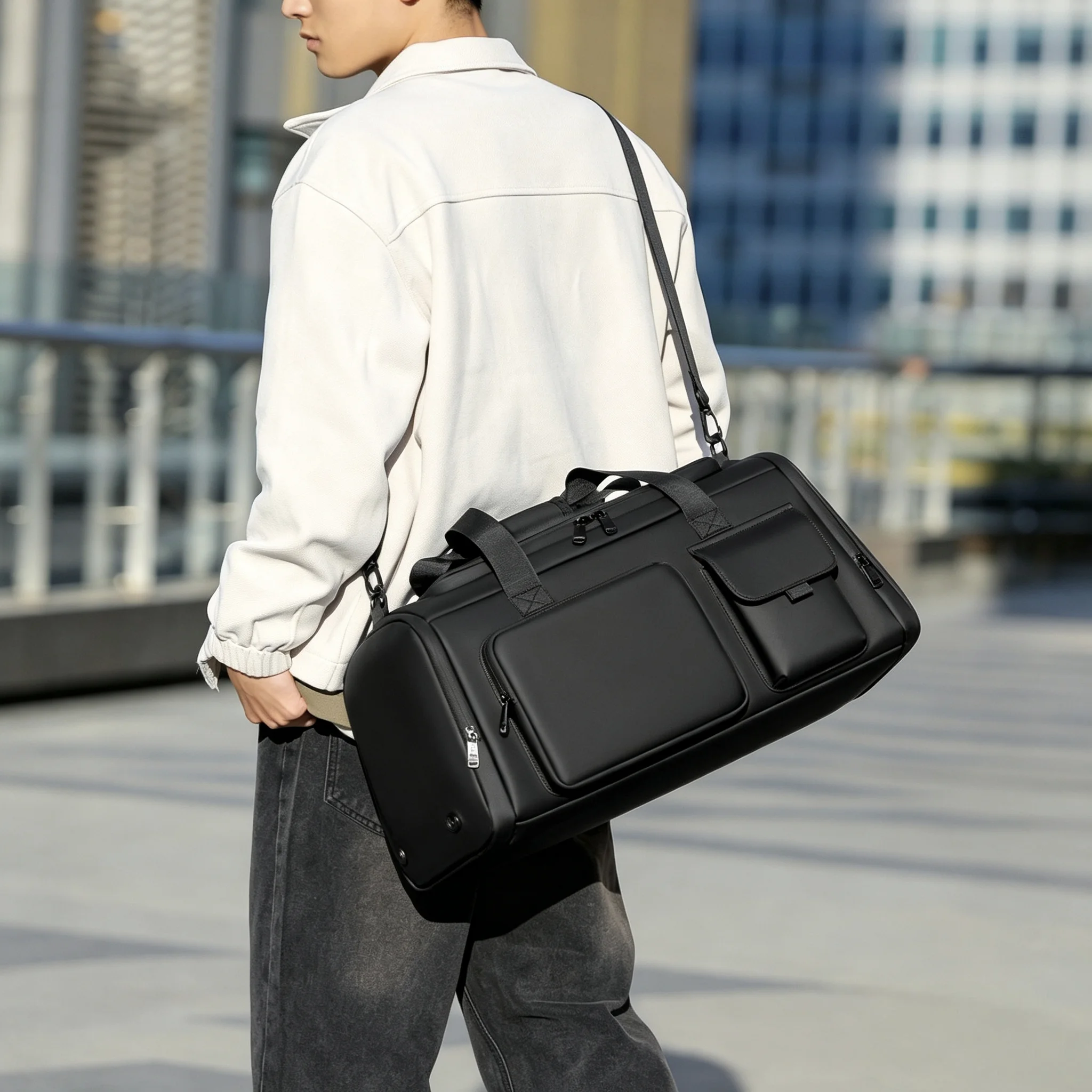 business-men's-travel-bag-large-capacity-independent-shoe-compartment-crossbody-bag-wet-and-dry-separation-fitness-luggage-bag