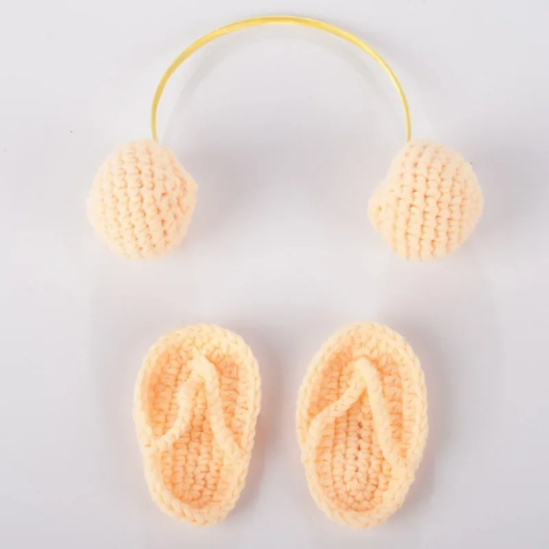 

Full Moon Baby Knitting Photography Props Slippers Ear Mic Shape Accessories DIY Newborn Growth Take Photos Souvenir Gifts