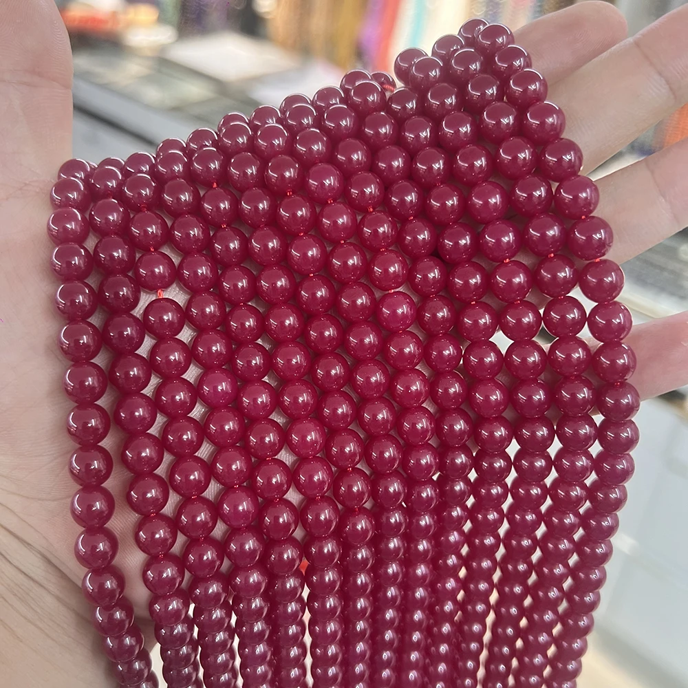 

8mm Natural Gemstone Ruby Round Bead a String of Beads for Diy Jewelry Bracelet Making for Women and Men Birthday Gift