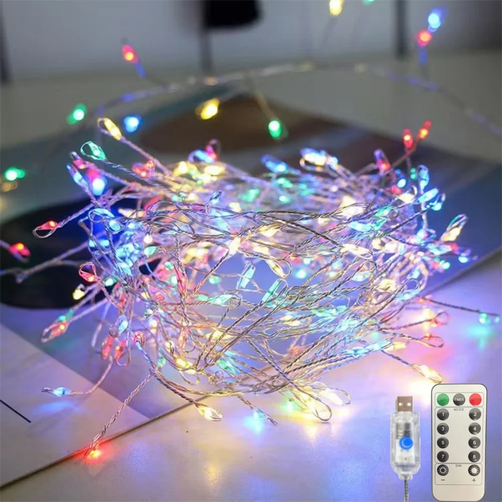 1PC 3M100LED/6M200LED/9M300LED/12M400LED USB with remote control firecracker light string,used forgarden,party decoration