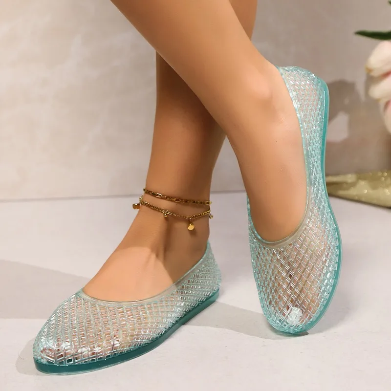 

Breathable Hollow Out Women's Sandals Fashionable Versatile Slip-On Summer Shoes PVC Material China Made Ladies Sandals