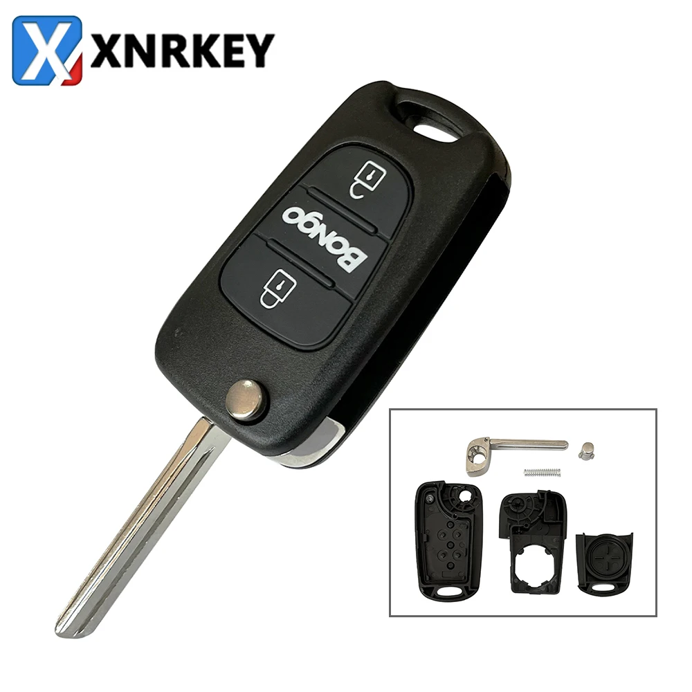 XNRKEY 5/10 Pcs 3 Button Flip Folding Remote Car Key Shell for Hyundai Kia Bongo Key Case Cover with TOY40 Blade