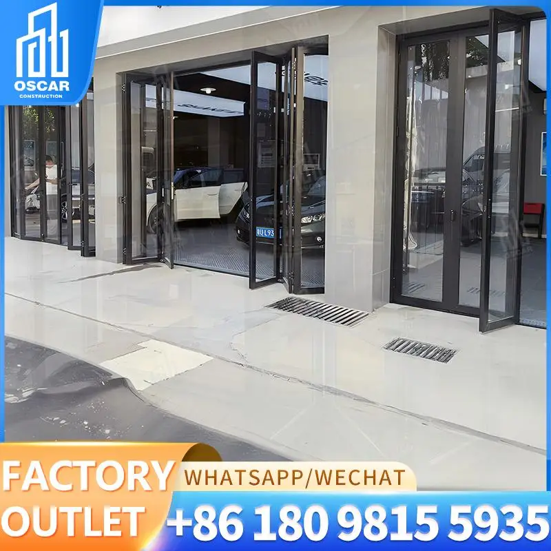 

Modern Designed Custom Glass Folding Door with Aluminum Alloy Surface for Villa Use Ideal for Luxury Residences and Coastal Home