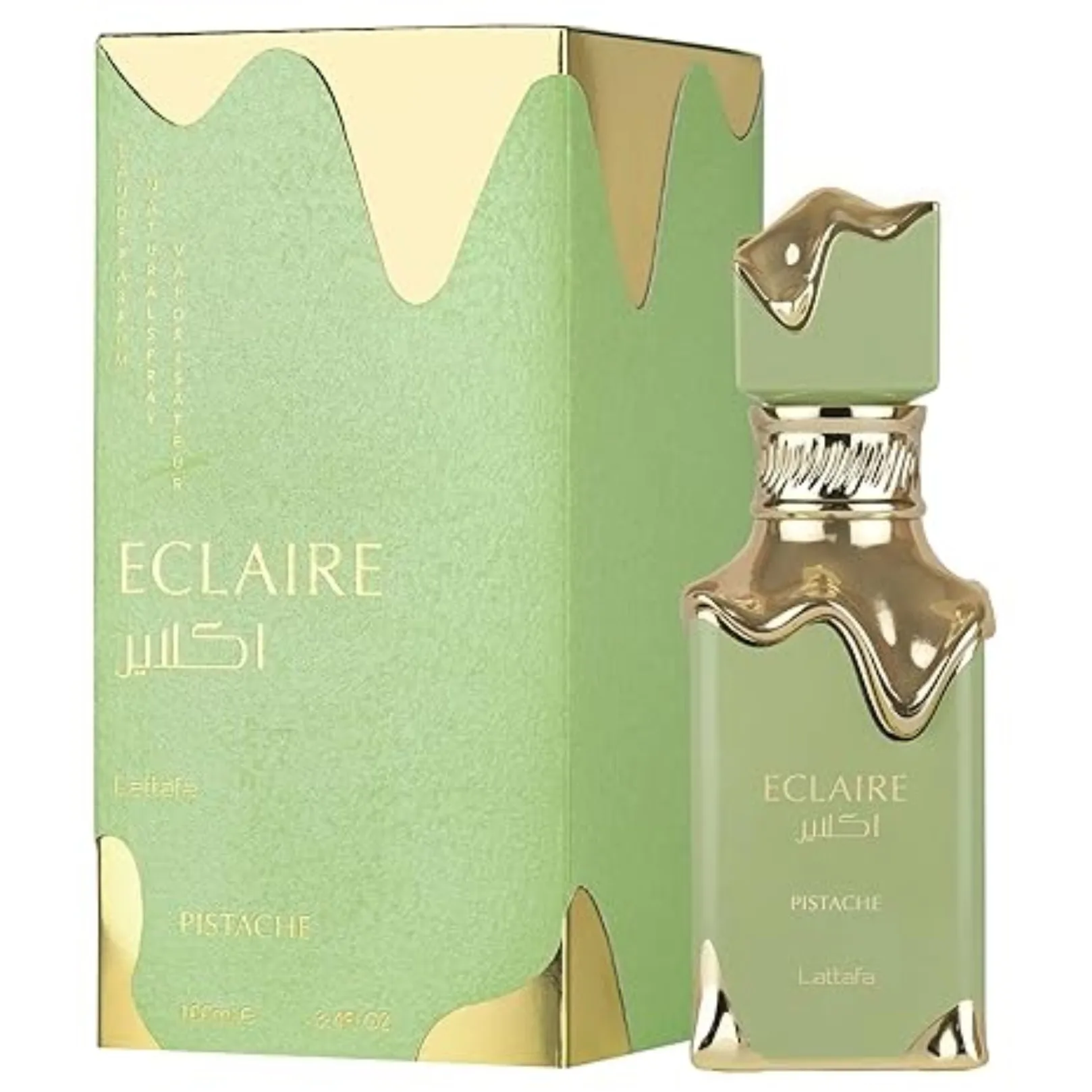 Lattafa Eclaire Pistache – Gourmand, nussig, cremig, Moschus – Eau de Parfum Spray, langanhaltender Duft für Frauen, 3,4 Unzen