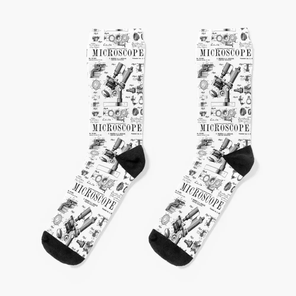 

Microscope Biologist Science Vintage Patent Drawing Print Socks Children's Sports Women Socks Men's