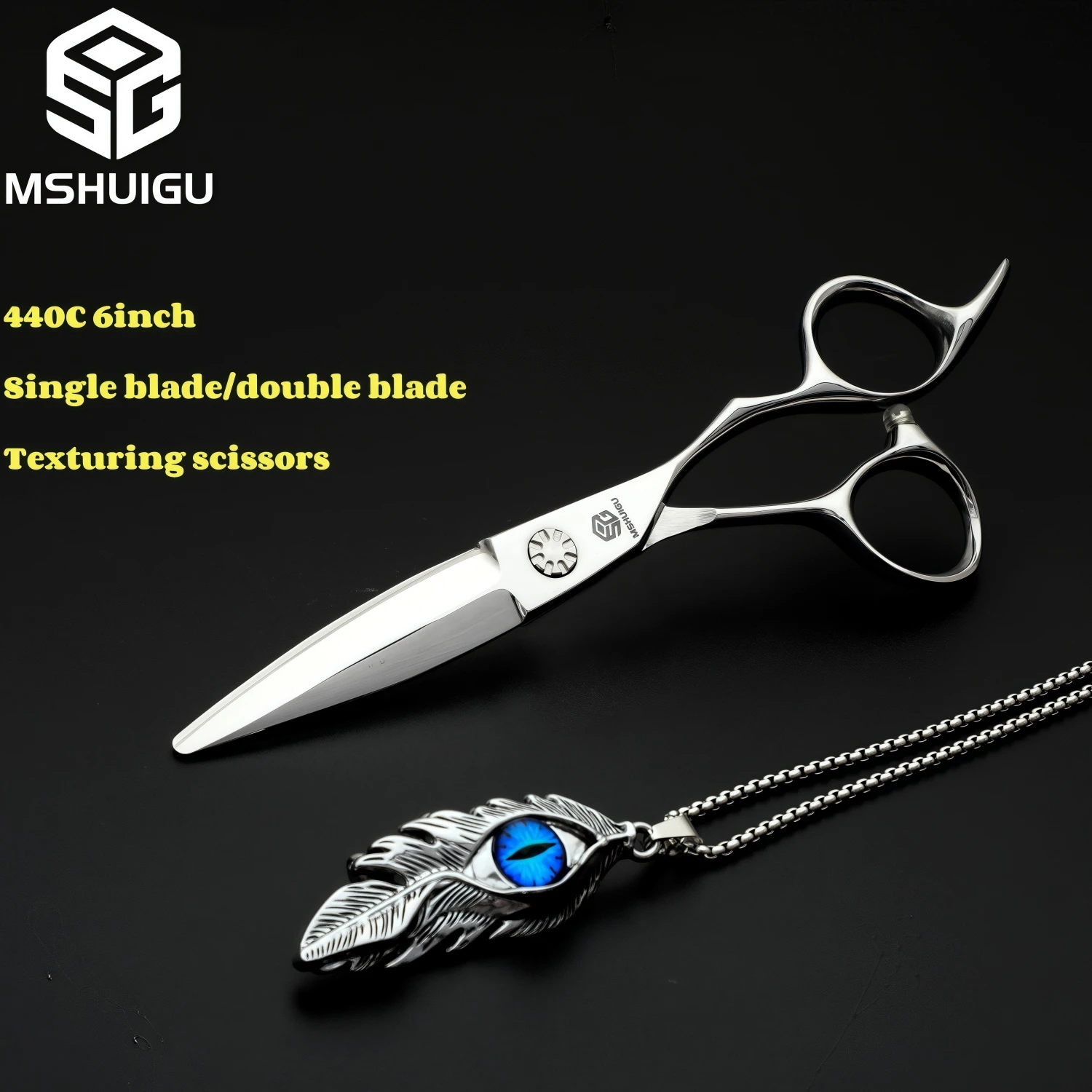 Professional Hairdresser Texture Scissors Japanese 440C Steel 6 Inches Sliding Curved Scissors Single and Double Edged