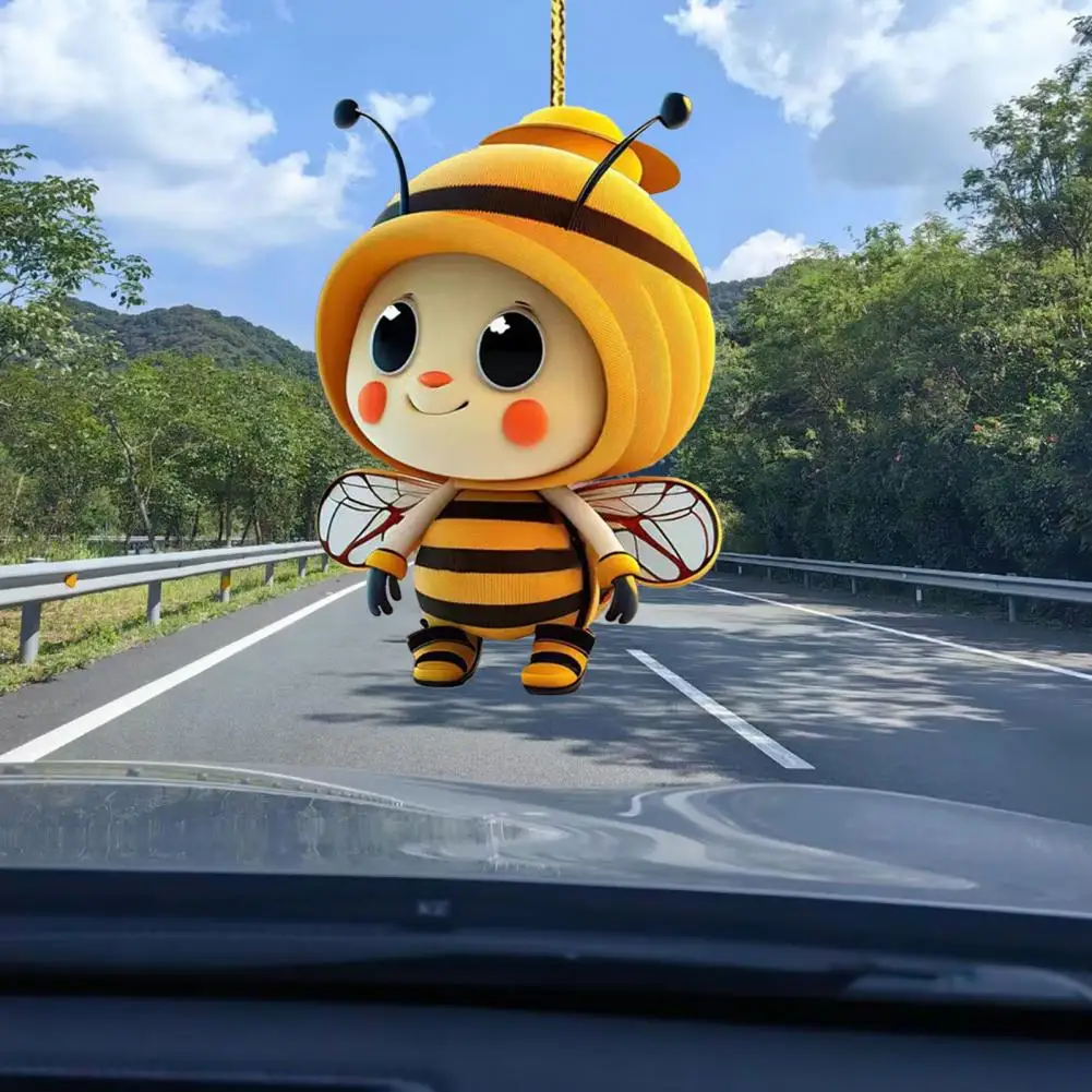 Automobile Pendants Home Decor Bee Ornament Acrylic Bee Car Hanging Ornament Keychain Set Cute Holiday Decor for Car Bag for Bee