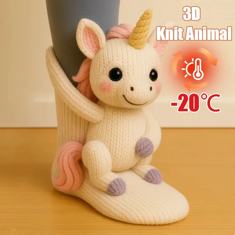 

3D Creature Compression Socks Hand-Crocheted Animal Hug Design with Festive Style Unique Christmas Gift for Her