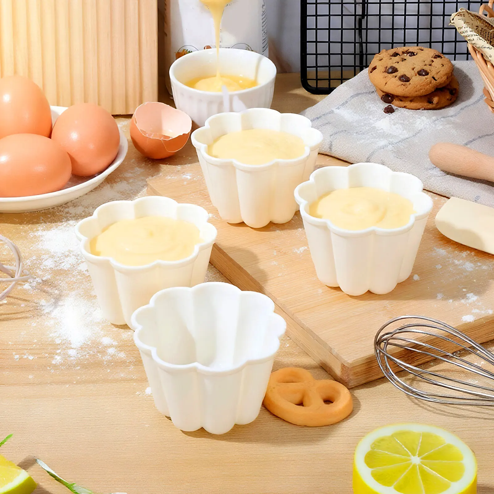 8 Moldes de Plástico de Fácil Desmolde para Pudín, Repostería, Congelación, Natillas, Chocolate, Mini Tartaletas Individuales