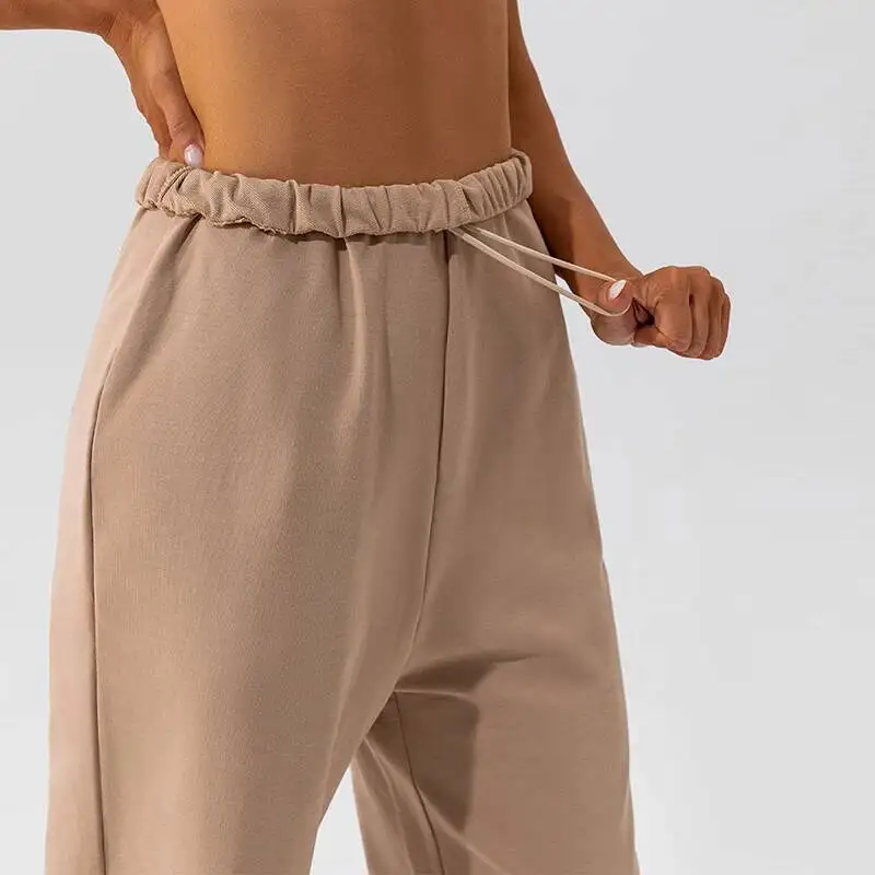 

Хлопковые карманные спортивные штаны для йоги на открытом воздухе, повседневные женские спортивные штаны для бега, тренажерного зала, свободные спортивные штаны для женщин