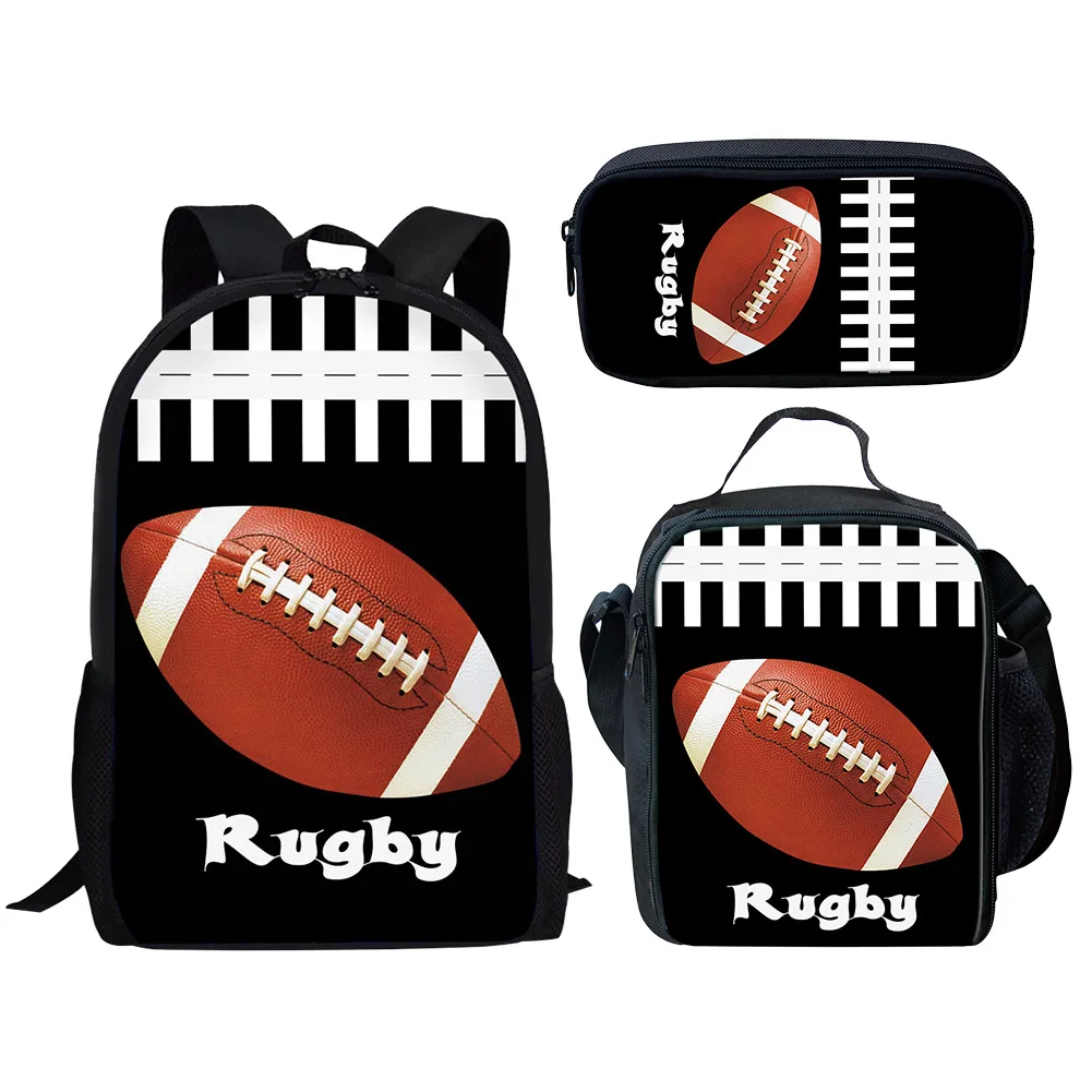 Trendy Popular Novelty Basketball Football Baseball 3D Print 3pcs/Set School Bags Laptop Daypack Backpack Lunch bag Pencil Case