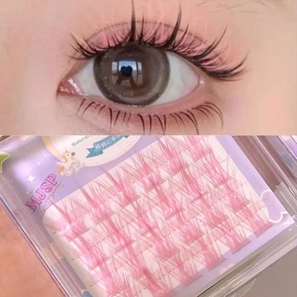 1Box Colorful Segment Eyelashes Soft Stem 3D Mink Hair Colorful Lashes Wispy Natural Individual Lashes for Eyelash Extension