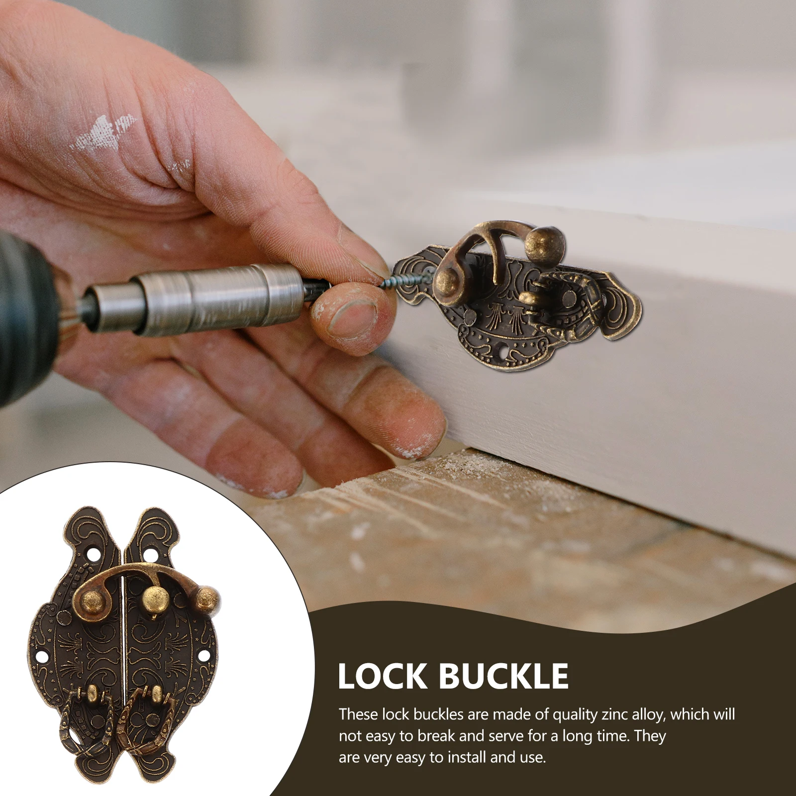 

2 Pcs Peach Heart Buckle Accessories Retro Vintage Latch Hasp Door Lock Hasps Zinc Alloy Locks Case Latches