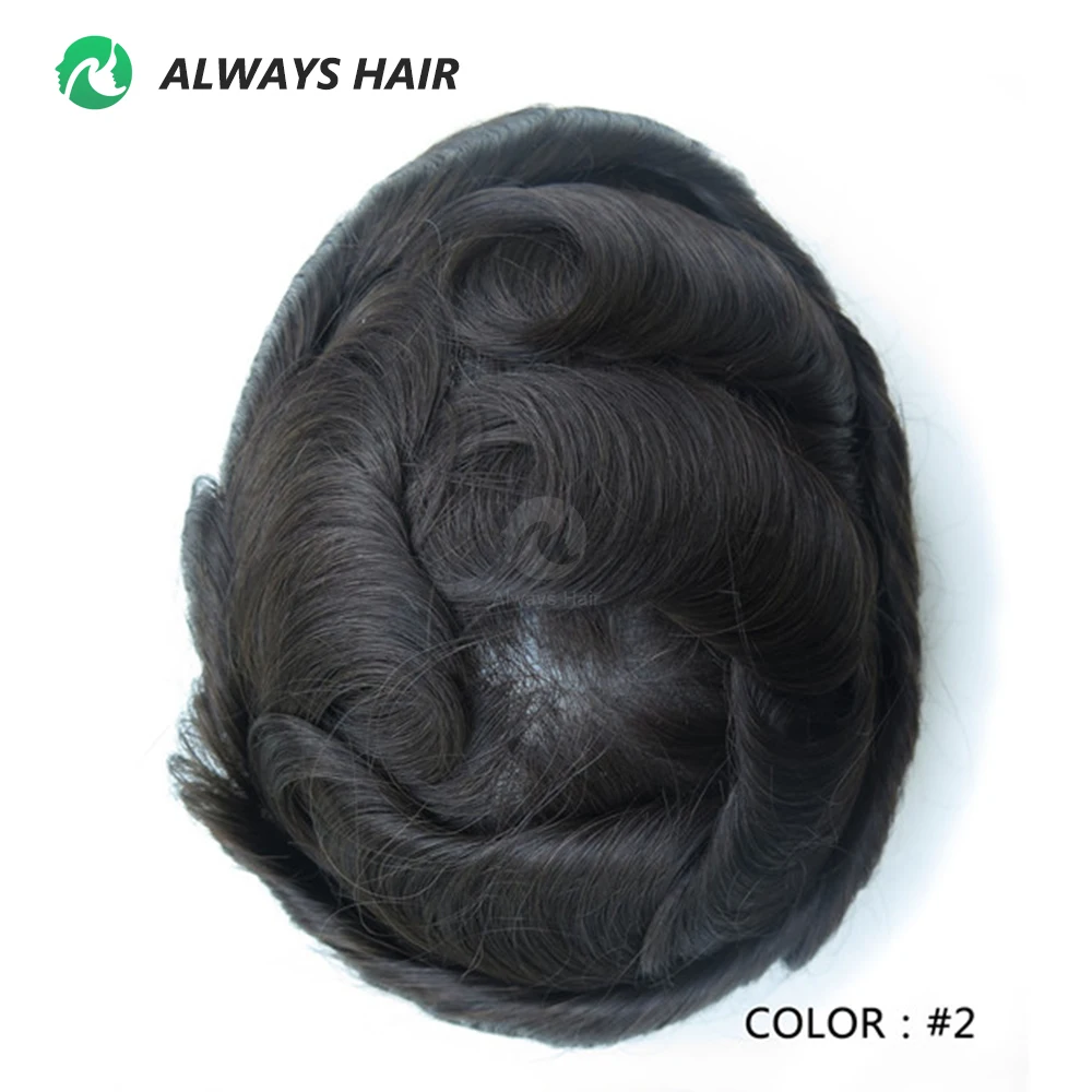 Onzichtbare Haarlijn Haar Systeem Unit Voor Mannen 0.03-0.04Mm Super Dunne Base Toupee Indian Human Hair Mens 'Topper pruik