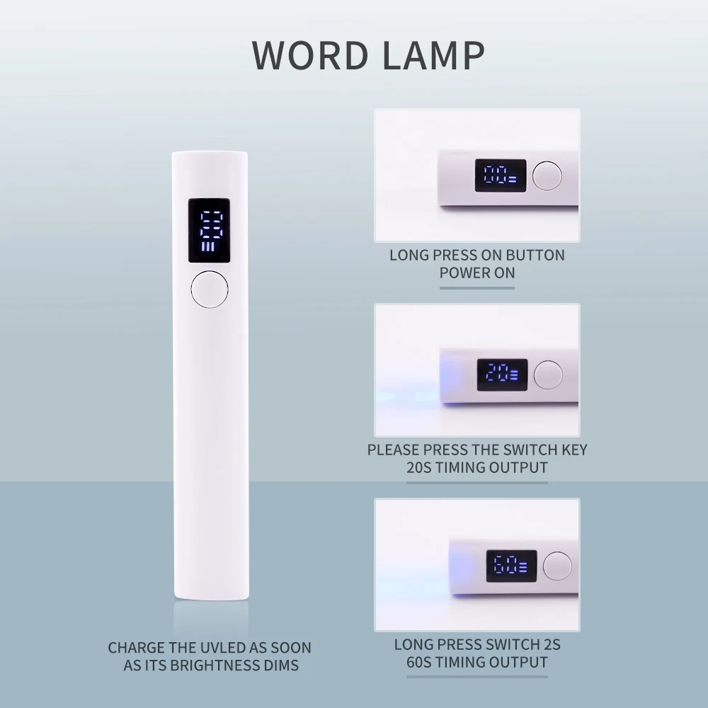 1 Stuks Handheld Uv Lamp 2W Golflengte 365nm395nm Professionele Nagellamp Droger Sneldrogend Manicure Lamp Voor nail Art