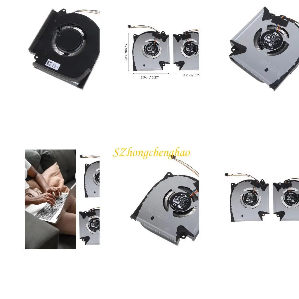 

CPU GPU Cooling Fan Laptops Replacement Cooler 4‑wire Power Connector for ROG 601D