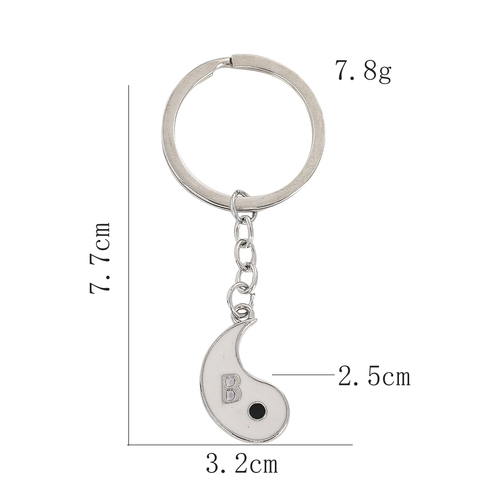 Black and White Yin Yang Tai Chi Keychain Bag Pendant Key Ring for Best Friend Couple Matching Sets Women Men Key Chain Gift image 2