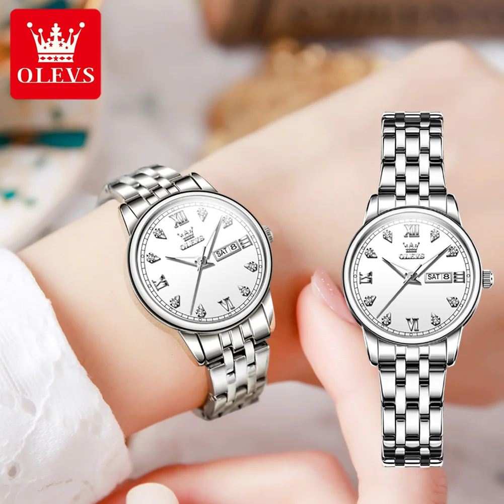 OLEVS Luxury Brand Quartz Watch for Women Stainless Steel Waterproof Ladies Wristwatch Fashion Diamond Dial Women\'s Watch New In