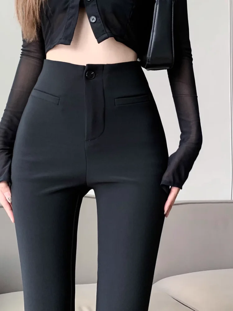 Bla Tailored Broek Dames Lente Herfst 2025, Nieuw Klein Ontwerp Hoge Taille Afslankende Micro Flared Hoefbroek