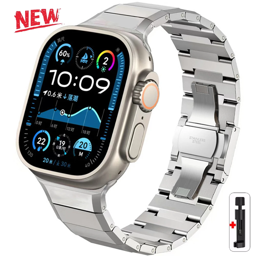 

Ремешок из нержавеющей стали для Apple Watch Ultra 3/2/1 49 мм серии 11 10 9 8 7 6 5 4 SE 3 2 Металлический ремешок для iwatch 46 мм 45 мм 44 мм 42 мм