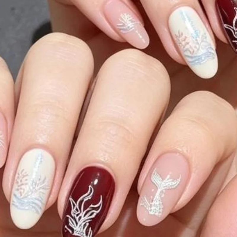 Nail Art Transfer Printing Steel Plate Cute Mermaid Stamp Template DIY Nail Art Decorations Manicure Tools