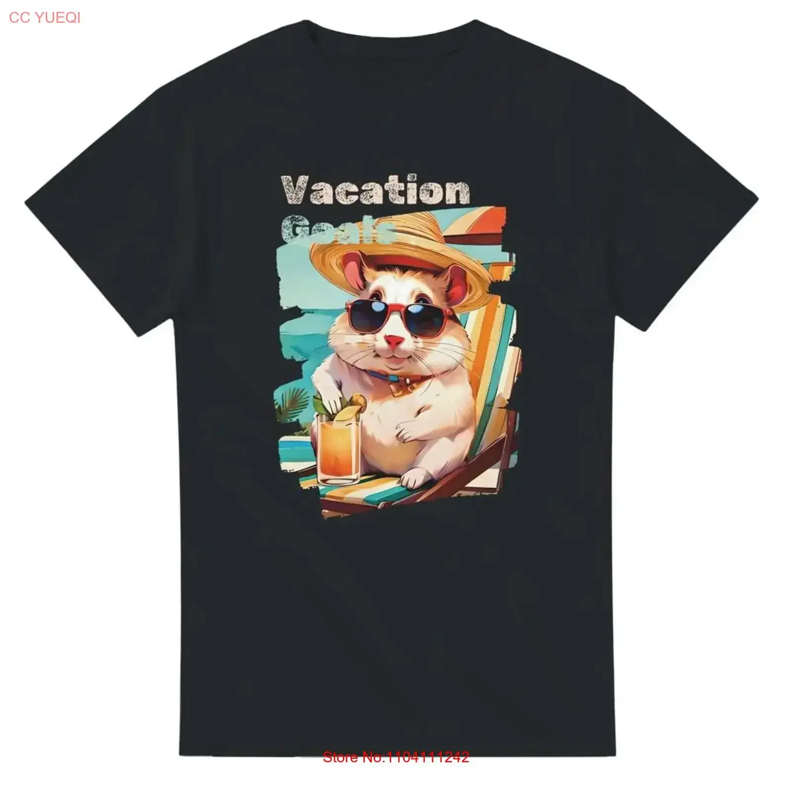 Obras de vacaciones, camiseta para mujer, divertida señora, hámster, disfrute de cócteles junto a la piscina, perfecto verano, madre, esposa, hija, amiga