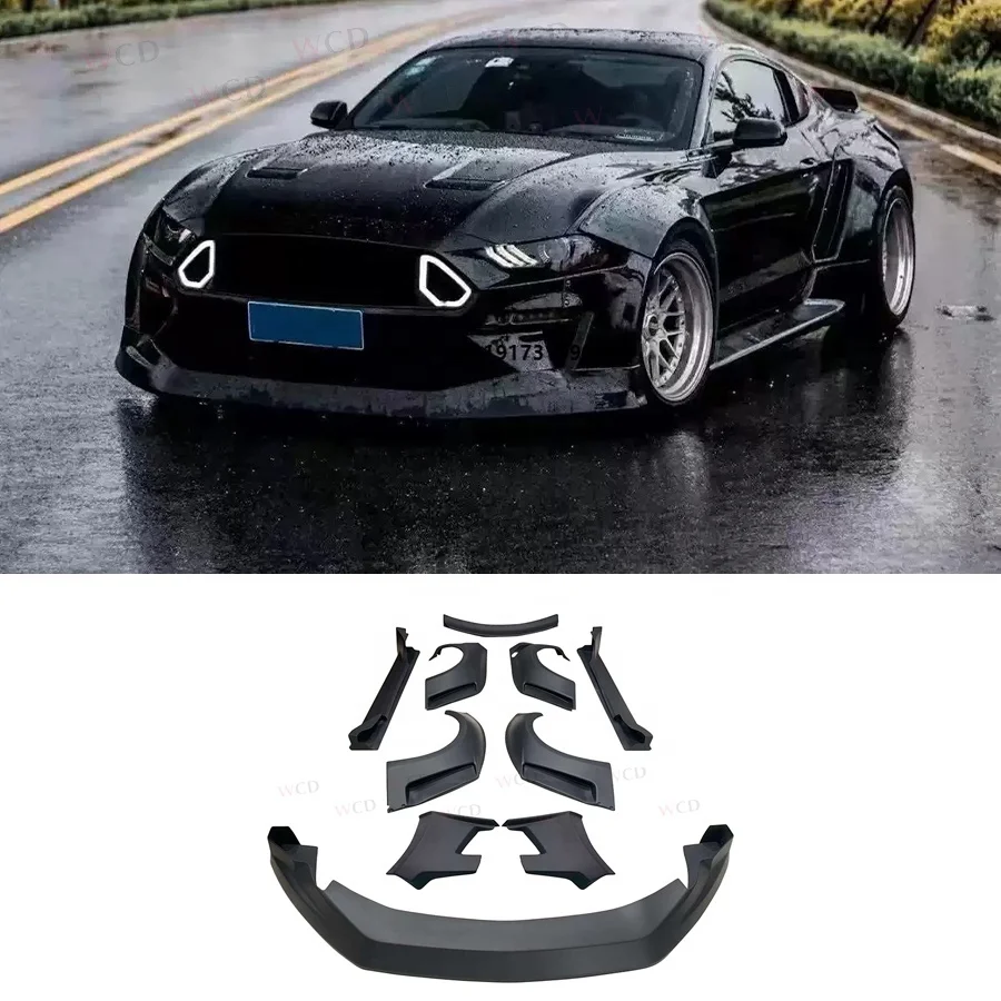 

2018-2020 for-Ford Mustang Performance Body Kit CD Style Front Lip Side Skirt and Car Wheel Eyebrows Body Parts