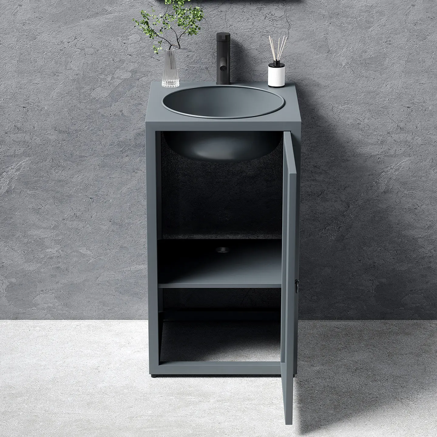 For Industrial wind wash basin, barbecue bar, restaurant, small retro washbasin, pillar integrated cabinet door, small washbasin