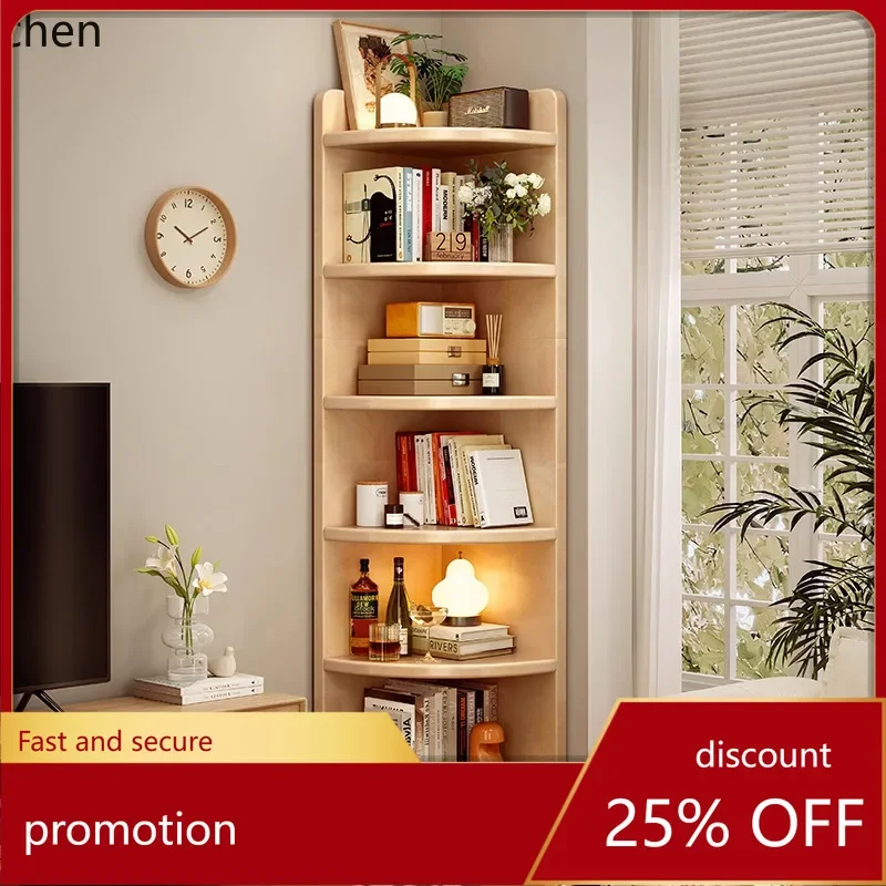 Z31- Solid Wood Corner Shelf Wall Corner  Living Room Triangle Cabinet Floor Corner Wall  Fan-Shaped Storage  Bookshelf