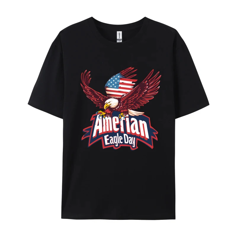 

Amerian Eagle Day Patriotic T-shirt Tops & Tees Prevailing Round Collar Top T-shirts Design Cotton Men's Young Tops & Tees