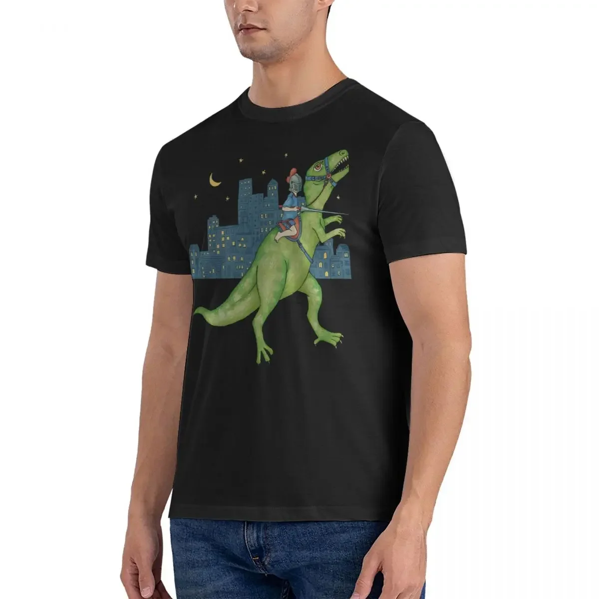 Fun  Riding Dinosaur T-Shirts for Men O Neck Cotton T Shirt Dino Riders Short Sleeve Tees Party Clothing