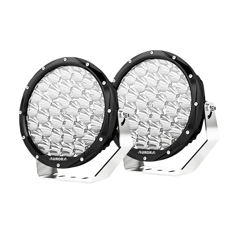 AURORA New Arrival 198w Car Offroad Spotlight 9 Inch LED 4x4 Round Truck Driving With Background