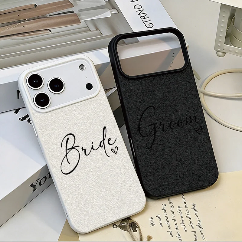 Bride Groom Designs Couple Phone Case for Samsung S26 S25 S24 S23 S22 S21 S20 Note20 Ultra Plus A73 A55 5G Silicone Cover
