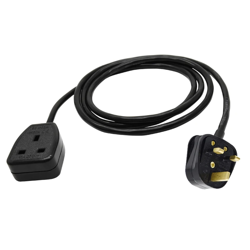 UK Power Extension Cord UK 3Pin Male Plug to UK Female Socket Power Plug Adapter Cable For Singapore Malaysia Hongkong