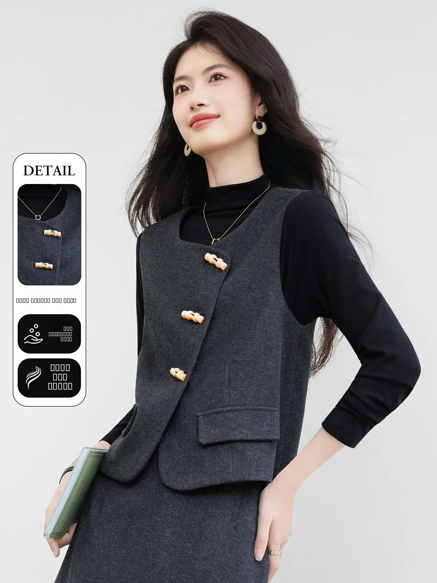 

Женский жилет Xinfeiyu Faion Commuter Sle, профессиональная ветрозащитная верхняя одежда прямого кроя, осенняя новинка