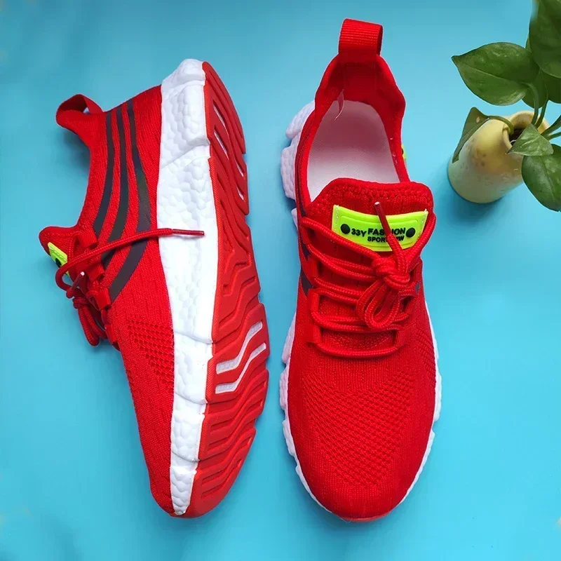 Men's Knitted Mesh Breathable Comfortable Ultra Light Running Shoes Anti Slip Fashionable Outdoor Walking Training Jogging Shoes