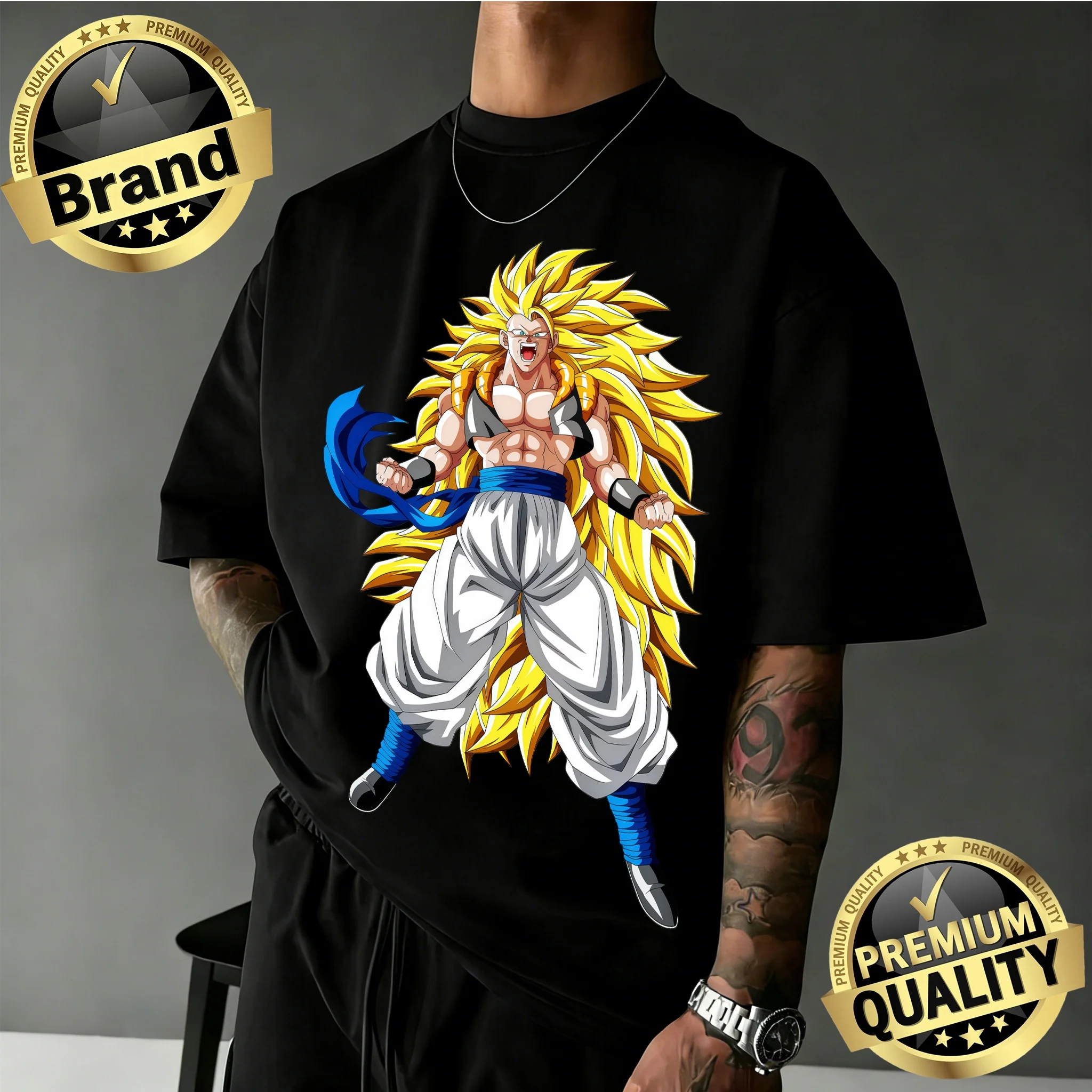 2026 Neuerscheinung Dragon Ball Übergroßes Retro T-Shirt |   Gogeta Super Saiyan 3 Grafikdruck, 100 % Baumwolle, lässiges Y2k-T-Shirt für die Familie
