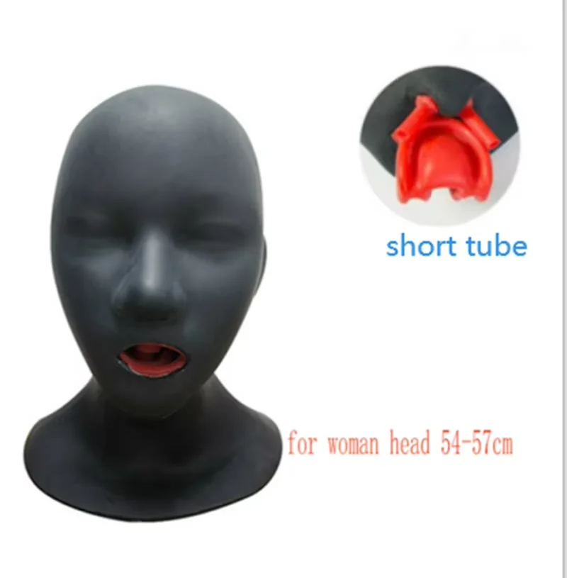 غطاء محرك السيارة من اللاتكس مع أنبوب أنف قصير/طويل مغلق قناع مطاطي من اللاتكس غطاء رأس ثقيل من اللاتكس للرجال والنساء #4