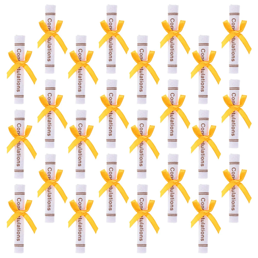 

50Pcs Mini Graduation Certificate Scroll Ornament Non-Woven Craft Decor for Grad Party Favors Desktop Gathering Eye-Catching