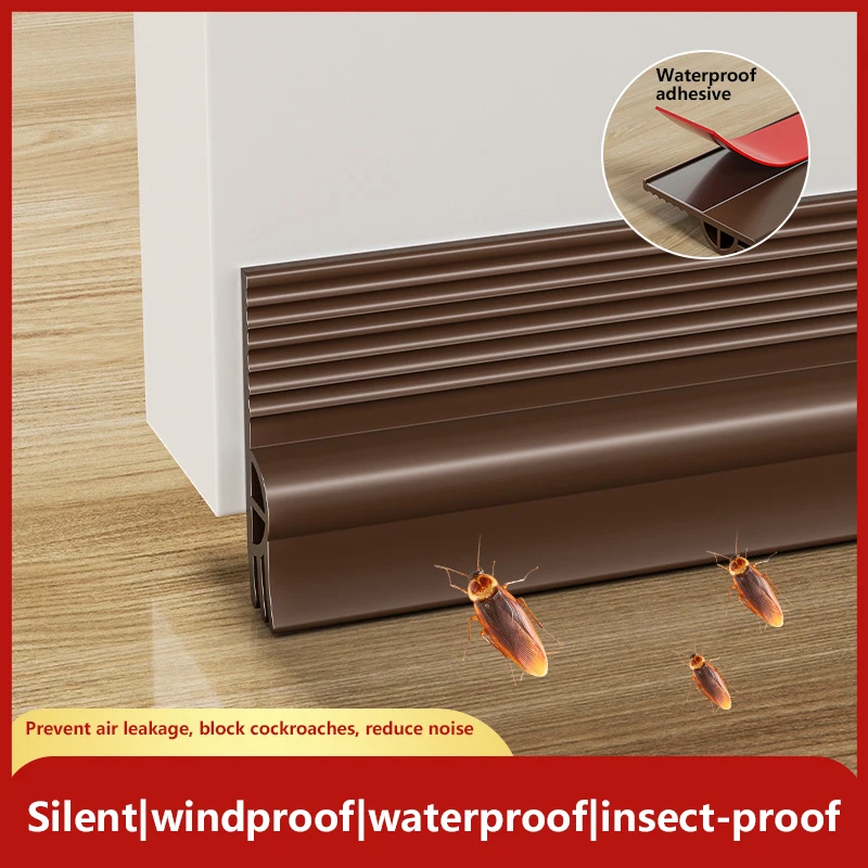 28/50mm Height Door Bottom Weatherstripping Windproof Dust Insect Prevention Self-Adhesive Triple-Thickening Window Seal Strip