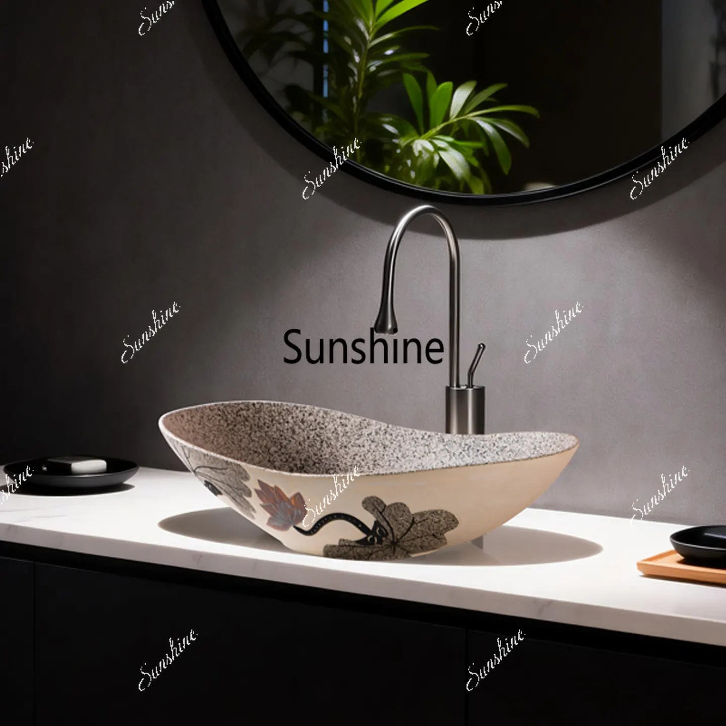 Art stage basin ceramic basin balcony washing machine integrated bathroom high-end