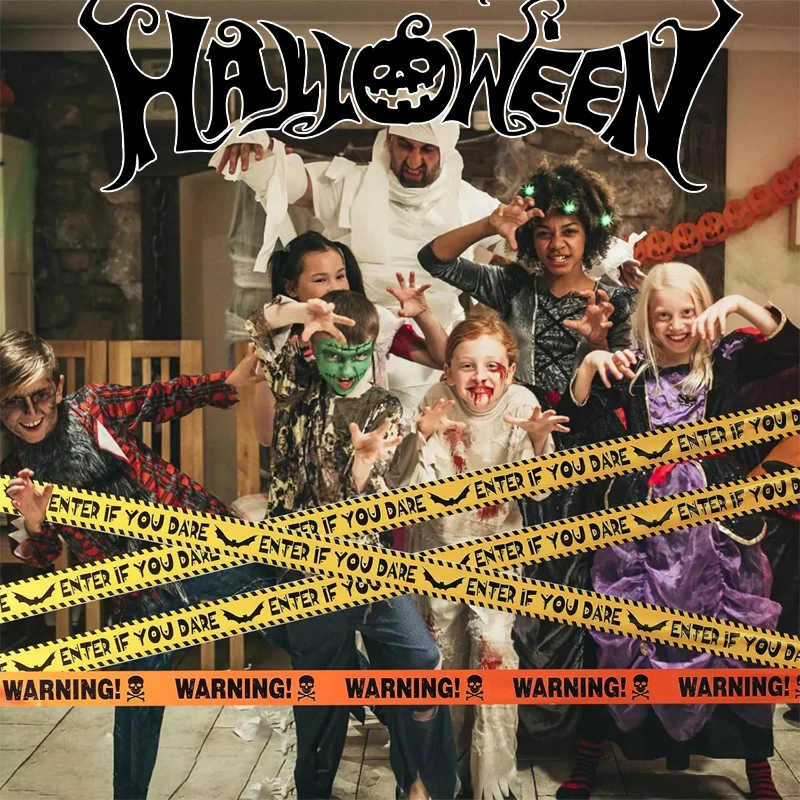 Creepy Halloween Crime Scene Tape Realistic Bloody Warning Barrier Spooky Party Entrance Decor for Yard Haunted Attractions