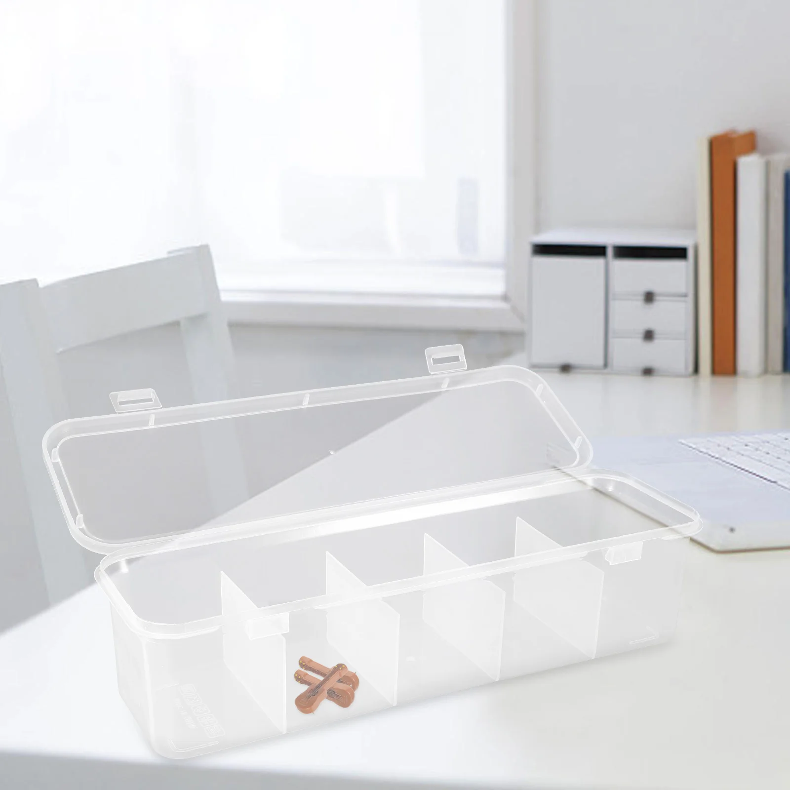 

3Pcs Hair Tie Organizer Box Clear Plastic Multi-Section Storage for Hair Accessories Clips Jewelry Cables Home and on-The-Go Use