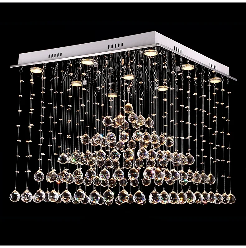 Luxury Square Modern Crystal Chandelier Dimmable LED Light Crystal Lamps Bedroom Living Room Lustres Para Sala De Jantar